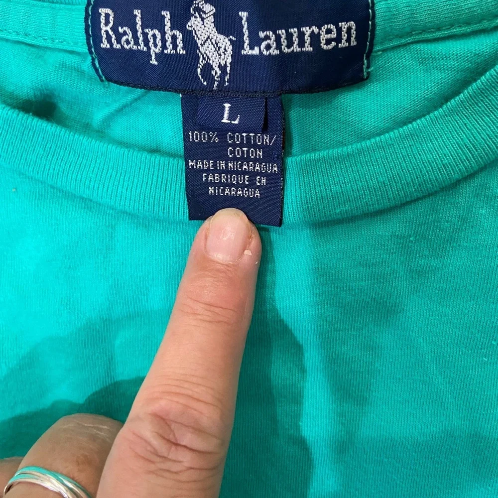 Ralph Lauren  Aqua Short Sleeve Tee with pocket size L, 100% Cotton